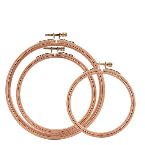 Sherbo 4-6 Inch Embroidery Hoops, Set of 3 Beech Wood Cross Stitch Hoops