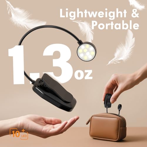 KTEBO 2 Pack Rechargeable Book Light Clip-On Reading Light for Books in Bed - color: Black&Black