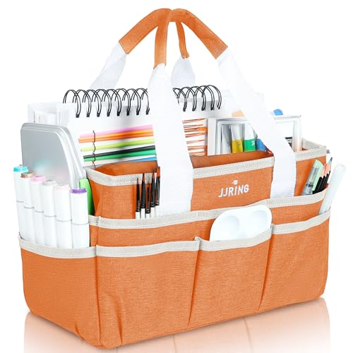 JJRING Craft Organizer Tote Bag Art Storage Caddy Orange - color: Orange, size: Small