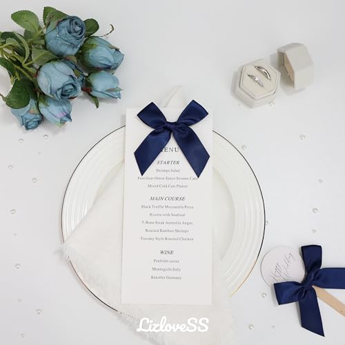Self Adhesive Navy Blue Satin Ribbon Bows for Crafts 3", 50 Pack - color: Navy Blue