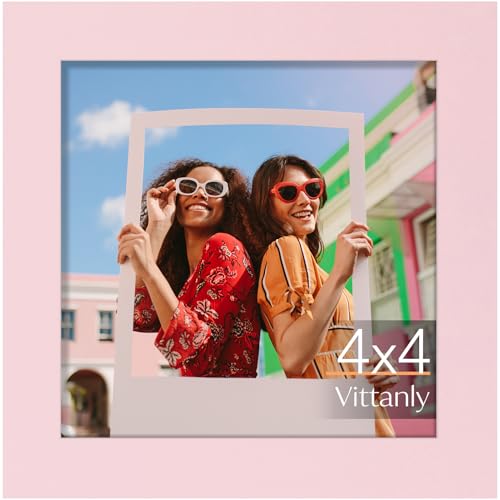 Vittanly 4x4 Picture Frame for Wall or Tabletop, Pale Pink - color: Pale Pink, size: 4x4