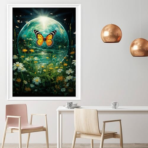 Leczany Cross Stitch Stamped Kit for Adults - Butterfly and Flower | DIY Embroidery Starter Patterns Craft Kit Needlepoint for Beginner | 11CT, 3 Strands | 13x16.9 inches - color: 11CT Stamped kits, Butterfly and Flower 13x16.9 inches