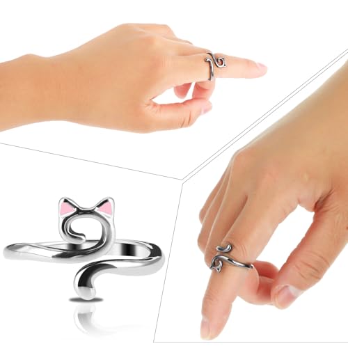 YUXIANLB Knitting Crochet Loop Ring for Fingers Metal Open Yarn Guide Crochet Rings Adjustable Braided Faster Knitting Thimbles Holders Accessories (2Black, 2Silver with Pink) - color: 2Black, 2Silver with pink