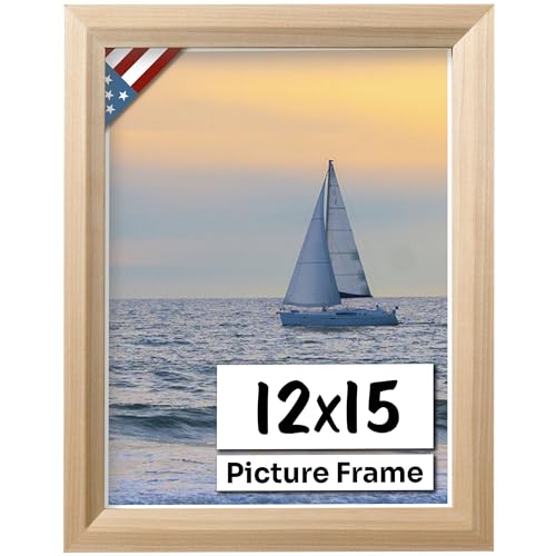 Unfinished Raw Wood 12x15 Picture Frame Beveled .84" Inch Wide - Unfinished Raw Wood Wall Decor Handmade Solid Wood Frames with Preinstalled Hangers and UV Blocking Plexiglass 15x12 Frame - color: Unfinished, size: 12x15