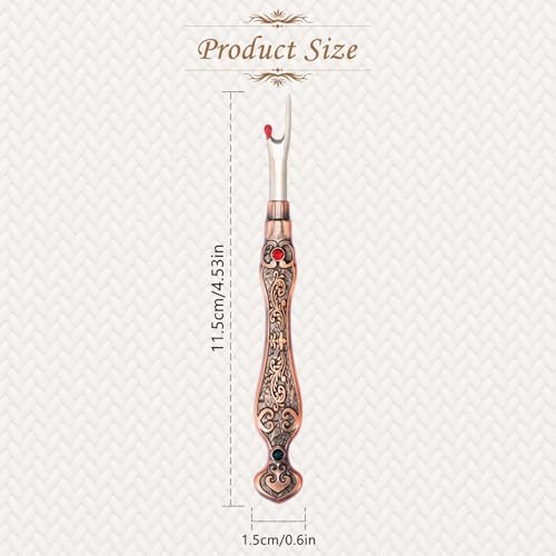 2Pcs Metal Seam Rippers, European Vintage Carved Handle Stitch Ripper, Sharp Seam Ripper Tool for Sewing with Storage Cases, Durable and Handy Crafting Removing Threads Tools (red Copper) - color: red copper