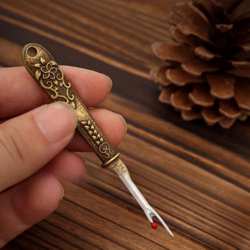 2PCS Seam Ripper with Brass Handle, Sharp Steel Blade Stitch Unpicker Thread Remover for Sewing, Embroidery, Garment Repair, Golden+Red - color: Golden+Red
