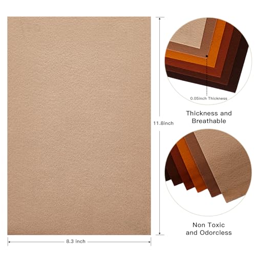 HaoFeiJH Felt Sheets - 6PCS Soft Felt Squares (8x12 A4), 1.5mm Thick, Ideal for Sewing, Patchwork, Decoration, Embroidering, DIY Craft - color: Multi Colorde-10