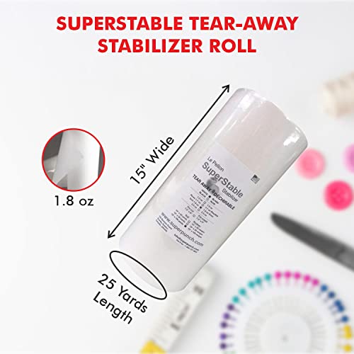 Superpunch Soft Tear Away Stabilizer, 1.8 oz, White, 15 in x 100 yd - size: 15" x 100 yards roll