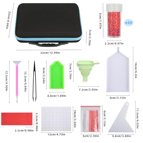 MERATIA Diamond Art Storage Organizer, 60 Jars with Accessories - color: Blue-60 Slots