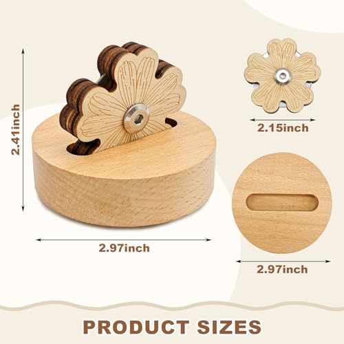 Floral Thread Cutter with Solid Wood Base & 5-Position Blade Saver - Anti-Slip Rotary Tool for Sewing, Quilting, Chain Piecing and Yarn Crafts