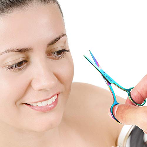 Mudder 3 Pack Small Eyebrow Nose Scissor Stainless Steel Scissor, Rainbow - color: Rainbow Color