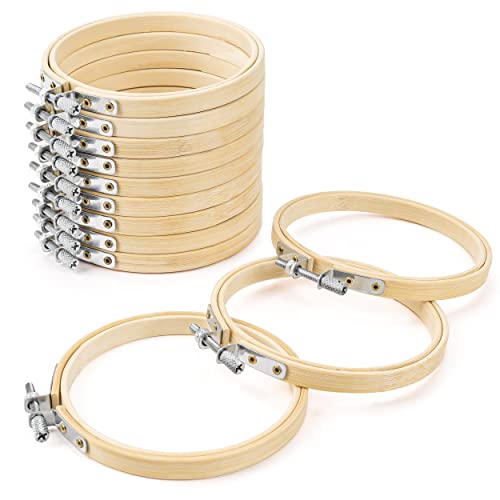 GIEMSON Embroidery Hoop 3 Inch 12 Pieces Small Embroidery Hoops Bamboo Circle Cross Stitch Hoop for Embroidery Art Craft Sewing - size: 3 inch