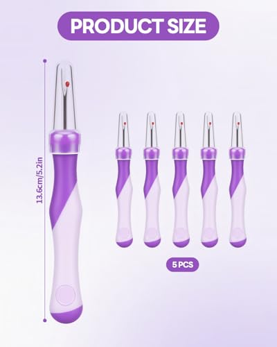 5Pcs Needle and Thread Seam Ripper, Remover Stitch Tool for Sewing/Knitting - color: Purple