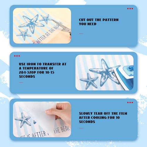 Tellingyou 36 Sheets Beach Party Iron on Transfers Blue Bow Iron on Patch - style: Ocean