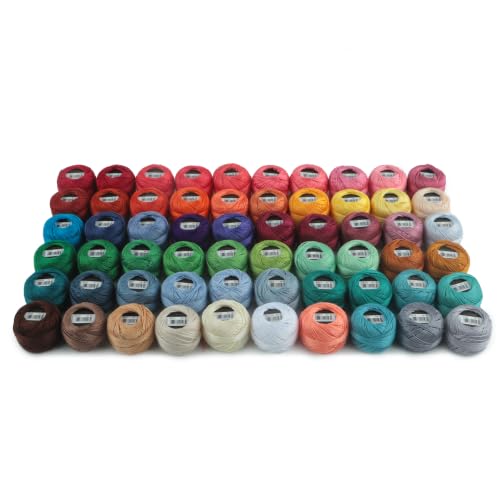 60 Colors Set Size 8 Double Mercerized Egyptian Long Staple Cotton Pearl Thread Crochet Embroidery Craft Tatting Applique 5 Grams 43 Yards Per Ball (60 Colors Set D) - color: 60 Colors Set D