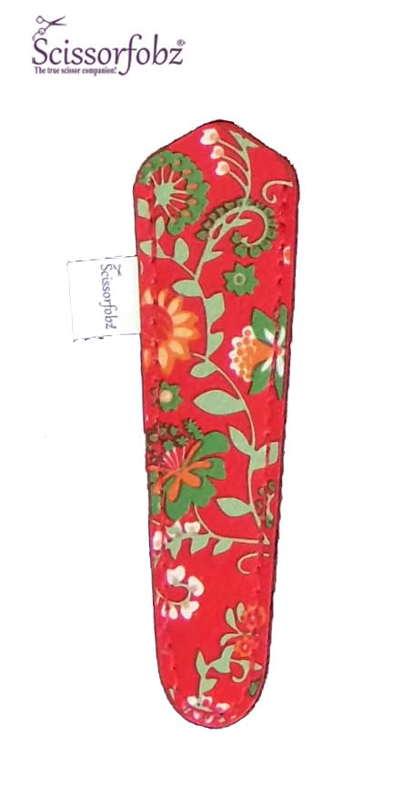 Designer Scissors Sheaths Shears Protective Covers-For Small Embroidery Scissors - Multicolor Floral Garden On Red Design-#SS-278 - color: Multi Floral Garden on Red, size: Single Small Size