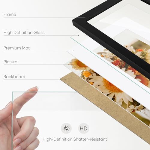 Golden State Art 14x24 Black Picture Frame Mat for 11x22 Real Glass - color: Black, size: 14x24