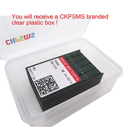 50PCS Groz Beckert DBXK5 Industrial Embroidery Machine Needles in CKPSMS Clear Plastic Box Compatible with/Replacement for Tajima Brand Barudan Brand SWF Brand (100/16) - size: 100/16