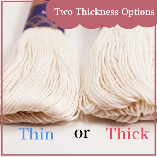 Daruma Sashiko Mini Skein Thread Set 100% Cotton Embroidery Floss for Hand Stitching and Crafts | Zipper Bag & 3 Bird Thread Cards | Made in Japan (23 Colors/Thick) - color: 23 Colors / Thick