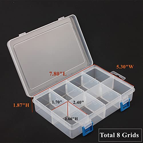 3 Pack Plastic Parts Storage Case and Adjustable Divider Box for Hardware and Craft, 8 Grids, Clear - size: 8 Grids