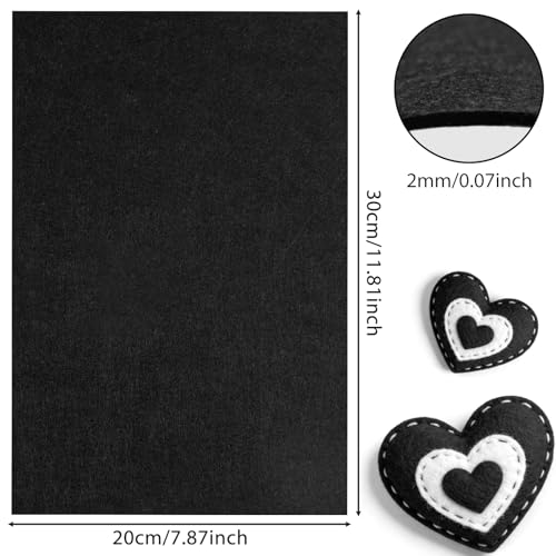 NEBURORA 12 Pcs 2mm Thick Stiff Felt Sheets for Crafts Sewing(Black) - color: Black