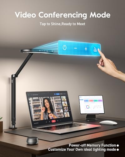 LitONES Dual-Side LED Desk Lamp with Clamp, Soft Light with Stepless Remote - color: Black