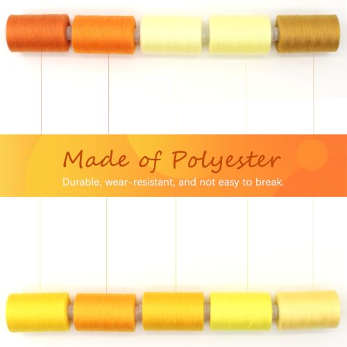 Sewing Thread 10 Color Sewing Industrial Purpose 1000 Yards Per Spool 40S/2 Polyester for DIY Sewing Machine,Embroidery Machine,Hand Sewing (Yellow) - color: Yellow