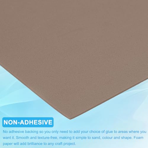 PATIKIL EVA Foam Sheet 10Pcs 12x8 Inch 2mm Thick Brown - color: Brown