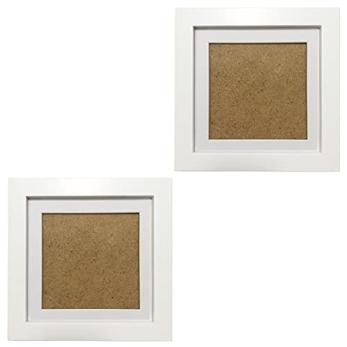 ZXT-parts 5x5 Picture Frames with 4x4 Opening Mat. Set of 2. 5x5 White Square Photo Frame. Solid Wood, Plastic Panel, The Tabletop or The Wall.2 Pack. - size: 5x5 with 4x4 Mat