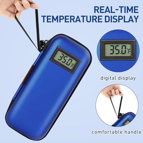 Medineed Temperature Display Insulin Travel Case, 2PCS Ice Packs, Blue - color: Blue