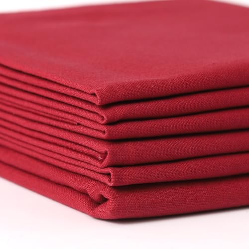 6 Pcs 18 x 21 Inches Burgundy Cotton Fabric Precut Quilting Fabric Bundles Solid Colors Quilt Material for DIY Craft Sewing Embroidery - color: Burgundy