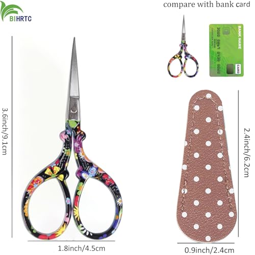 BIHRTC Embroidery Scissors 4.5Inch Stainless Steel Little Sewing Scissors - style: Vintage Black Red