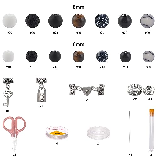6/8mm Stone Beads for Jewelry Making, 410pc Bracelet Making Kit for Adult - color: Stone Beads for Jewelry Making