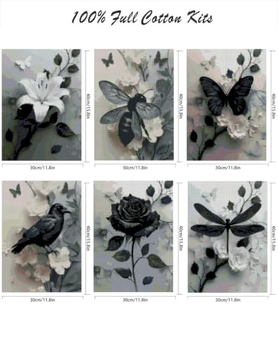 6 Packs Gothic Stamped Cross Stitch Kits - Butterfly Counted Cross Stitch Kits for Beginners Adults, Needlepoint Cross-Stitch Patterns Dimensions Embroidery Kits Arts and Crafts - color: SZX-63-012-018-US