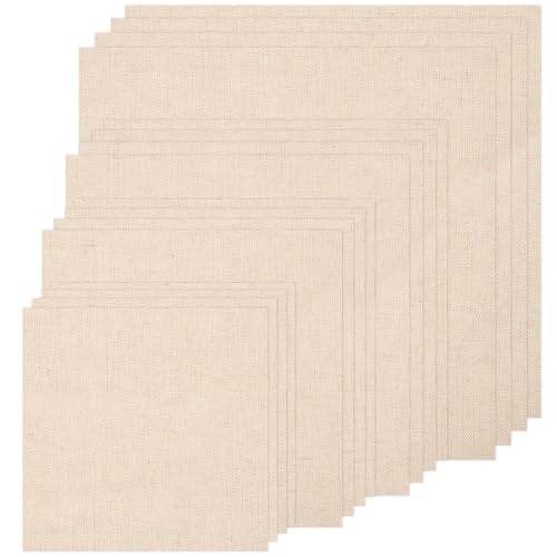 16 PCS Beige Linen Needlework Embroidery Fabric Cloth - color: Beige