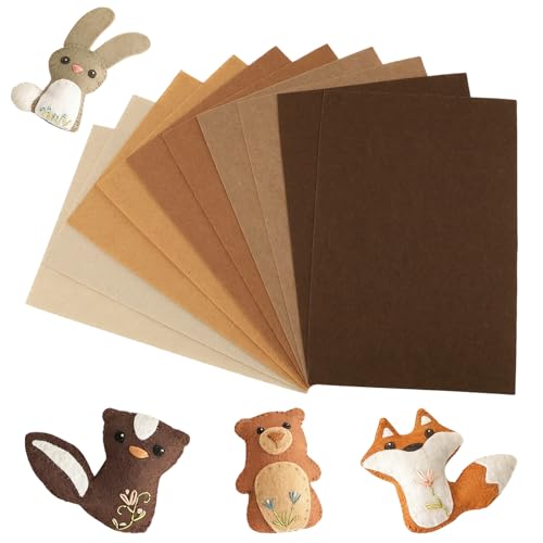 10-Sheet Felt Fabric Sheets - 8×12 inch 5 Colors