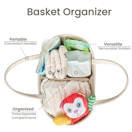 Diaper Caddy Organizer, Gift Basket for Baby Shower, Newborn Essentials - color: Off White, size: Small