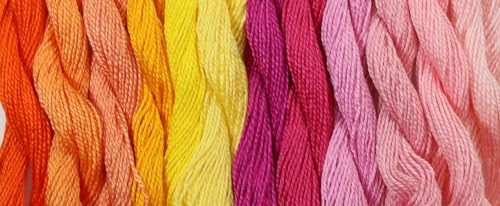 KCS 328 Yards Mercerized Pearl Cotton Crochet Needlepoint Thread,Size 5,Mixed Color (12color20, 12 skeins) - color: 12color20, size: 12 skeins