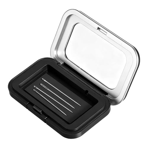 Magnetic Needle Holder Case with Clear Acrylic Lid Sewing Pin Storage Case Portable Needle Keeper Knitting Pin Storage Box Container Cross Stitch Needles Organizer for Embroidery Quilting Craft Tool
