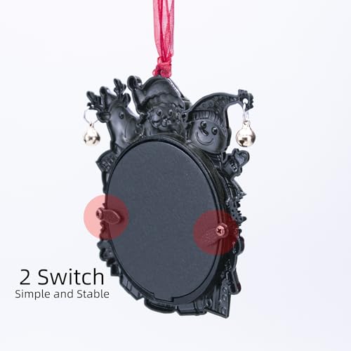 Laraine Christmas Tree Ornaments – Decorative Hanging 2026 Holiday Keepsake Gift Round Pendant with 2.5” Photo Frame Insert for Picture of Pet (Snowman Black)