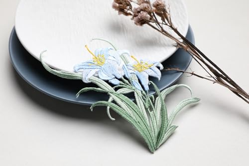 Iron/Sew on Applique Repair Patches, Flower Patches, Blue Orchid Patch - color: Blue Orchid