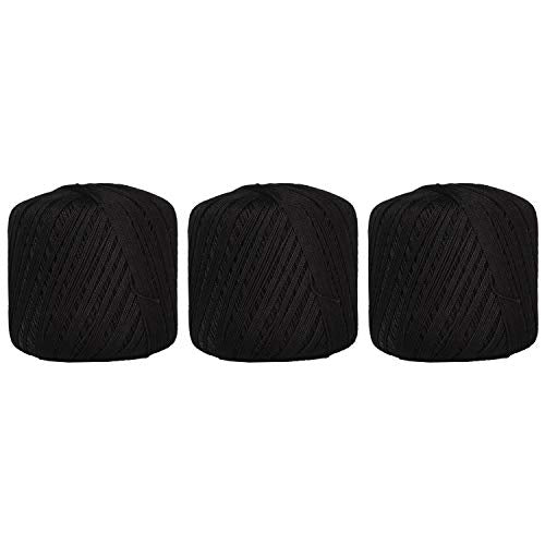 ThreadArt 100% Cotton Crochet Thread Size 10, 3 Ball Pack, Black 13 - color: BLACK, size: SIZE 10 - 3 PACK