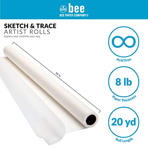 Bee Paper 18" x 20 yds Sketch and Trace Roll, White - color: White, size: 18-inch x 20-yard Roll