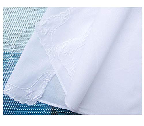 MileyMarla Ladies Embroidery Cotton White Handkerchiefs Lace Wedding Hankies - color: A-3pcs