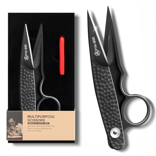 Premium Sewing Scissors, Sharp Precision Thread Snips with Stainless Steel Blades, Upgrade Small Craft Scissors with Black Hammered Handle for Embroidery, Quilting, Fabric, Leather & DIY Projects - color: Black, size: 4.6 Inch