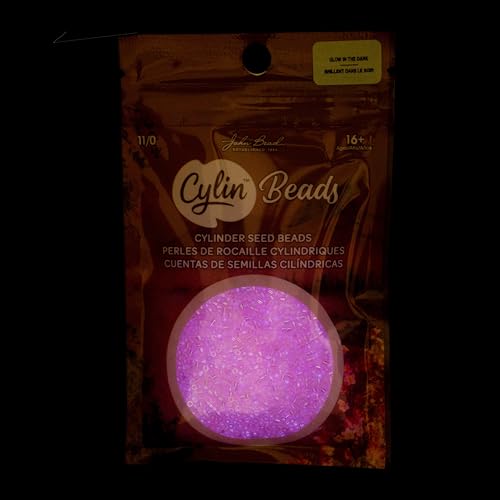 John Bead 25g Cylin Beads Rose Glow in Dark AB 11/0 Glass Cylindrical Seed Beads for Jewelry Bracelets Necklaces Earrings Making Embroidery - color: Rose Glow in Dark AB