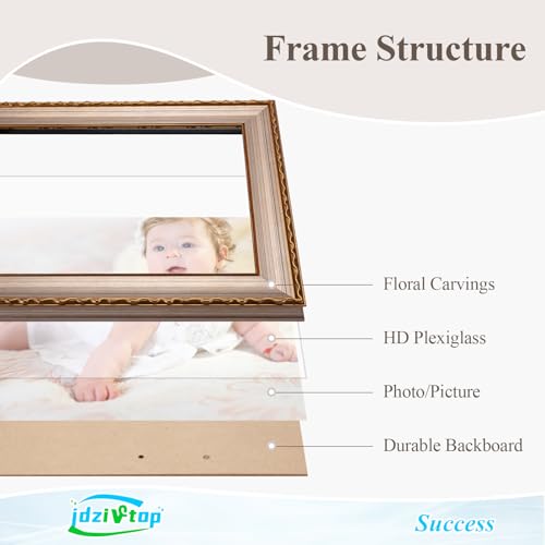 24x36 Frame Champagne Gold, Elegant Ornate 36x24 Picture Frame with Floral Trim, for 24 x 36inch Gallery Photo Pic with HD Plexiglass, 1.6in Widen 0.8in Thick, Horizontal Vertical Wall Display - color: Champagne Gold, size: 24x36in