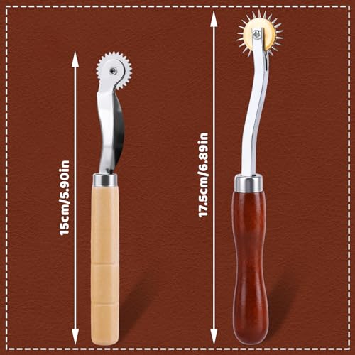 JNENERY 2PCS Tracing Wheel, Sewing Tools Professional Stitch Marking Spacer - color: 2Pcs(Red brown and wood)