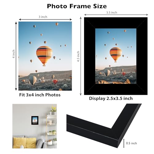 JCJMY 3x4 Picture Frame Black for Tabletop or Wall, 3 x 4 Wall Gallery Poster Photo Frame with Shatter Resistant Plexiglass, Black - color: Black, size: 3x4 inch