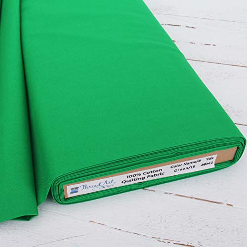Threadart Green Cotton Quilting Fabric - By the Yard - color: Green, size: 1 YARD
